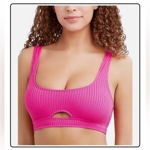 BCBG Passion Pink Cut Out Bralette Bikini Swim Top Large NEW BGBGeneration